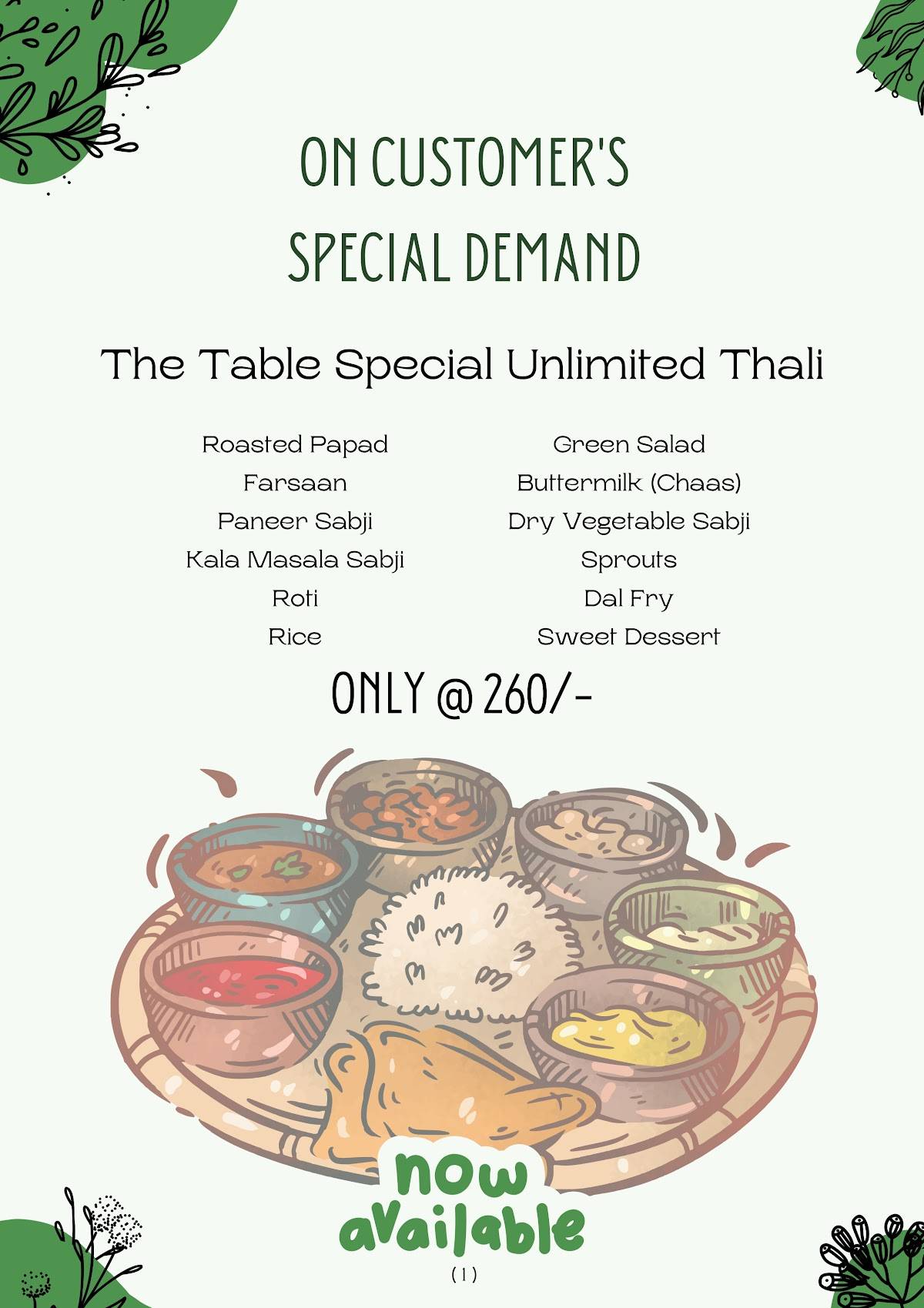 The Table Restaurant - Family Garden & Kitchen menu