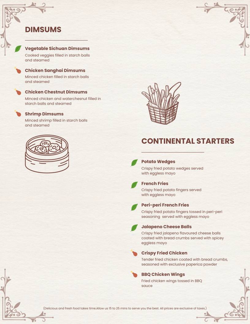 The White Cashew menu