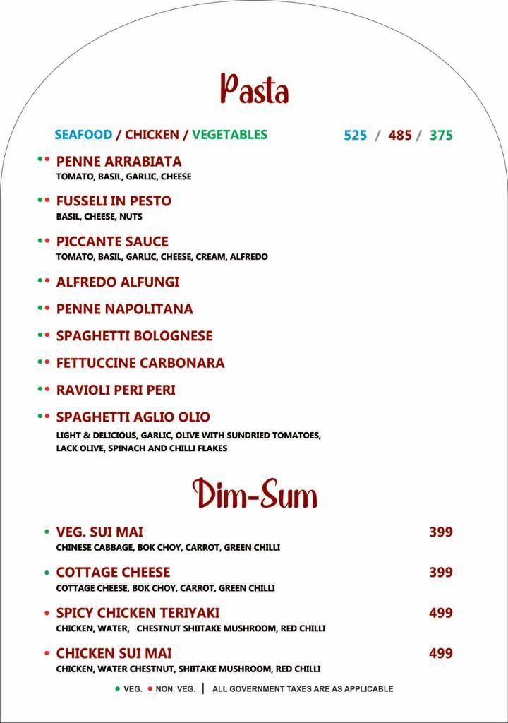 The Olivia Bar and Kitchen menu