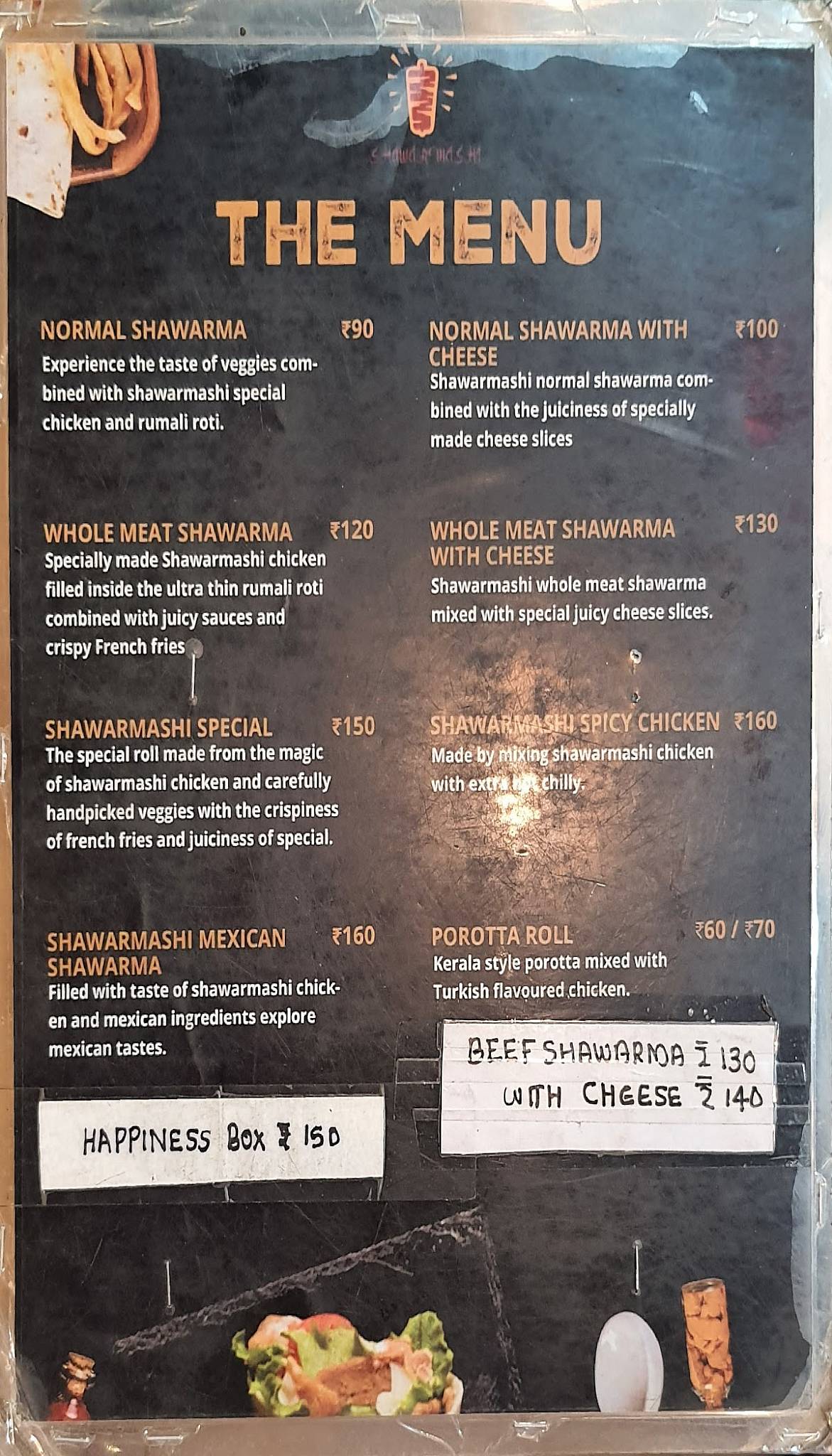 Shawarmashi menu