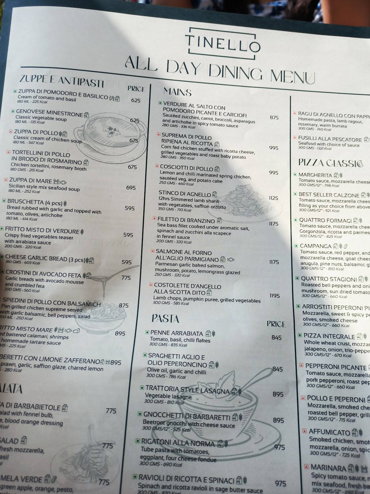 Tinello - Best Italian Restaurant menu