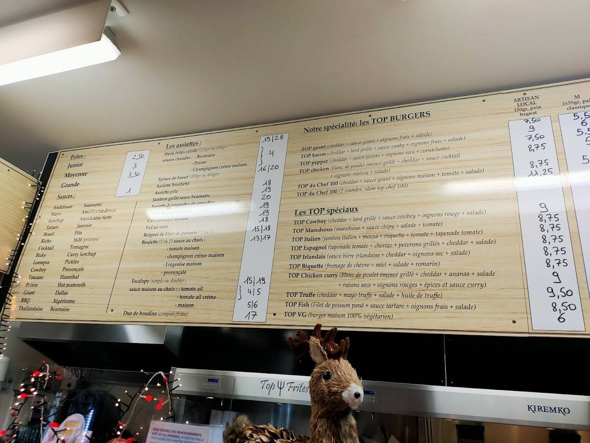 Menu de Top Frites Gembloux