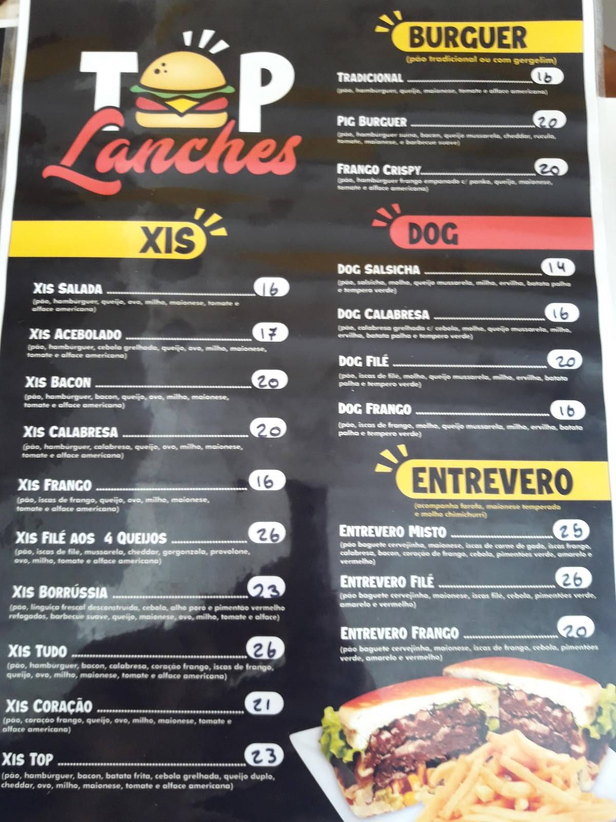 Top Lanches cardápio