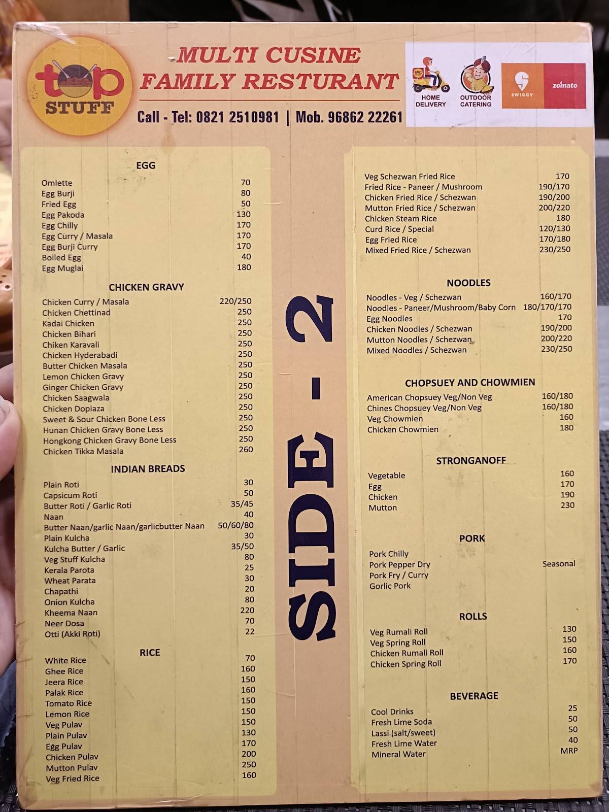 Top Stuff menu