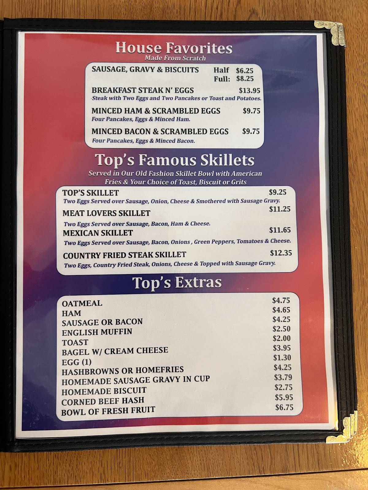 Menu at Tops American Grill and Cafe, New Port Richey