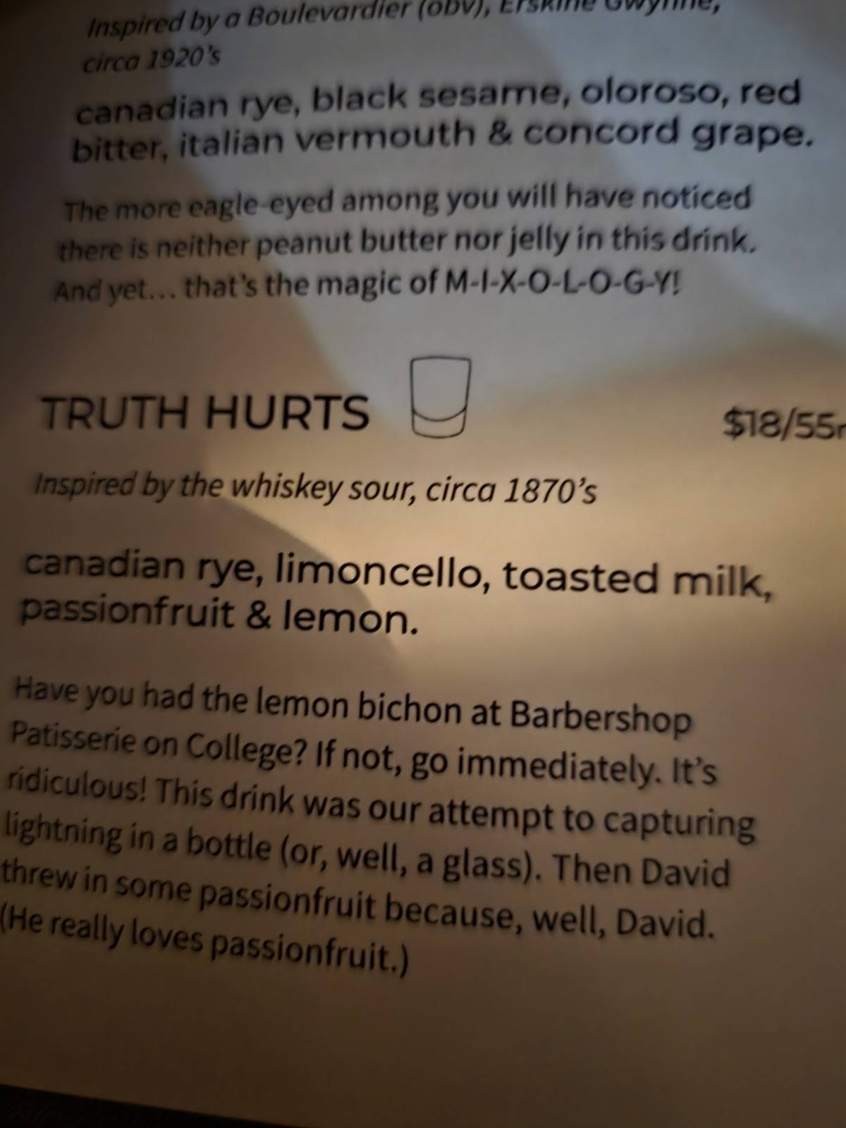 Menu de Cocktail Bar