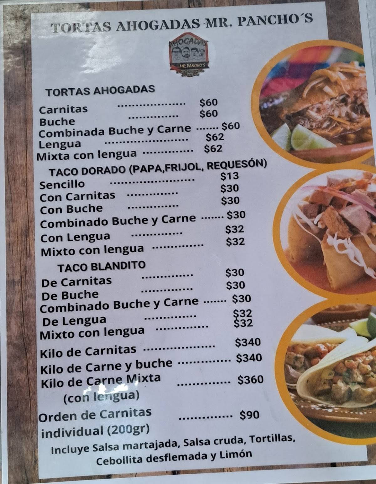 Carta del restaurante Tortas Ahogadas MR.PANCHO'S, La Tijera, Jose ...