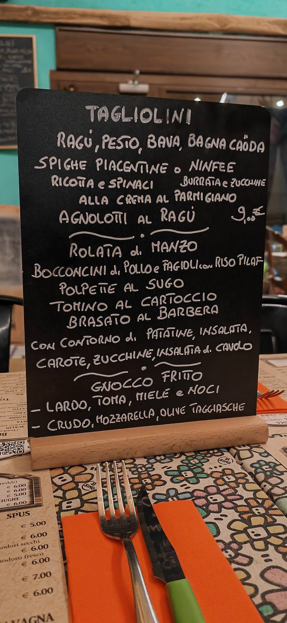 Menu di Tosteria I Tre Scalin 
