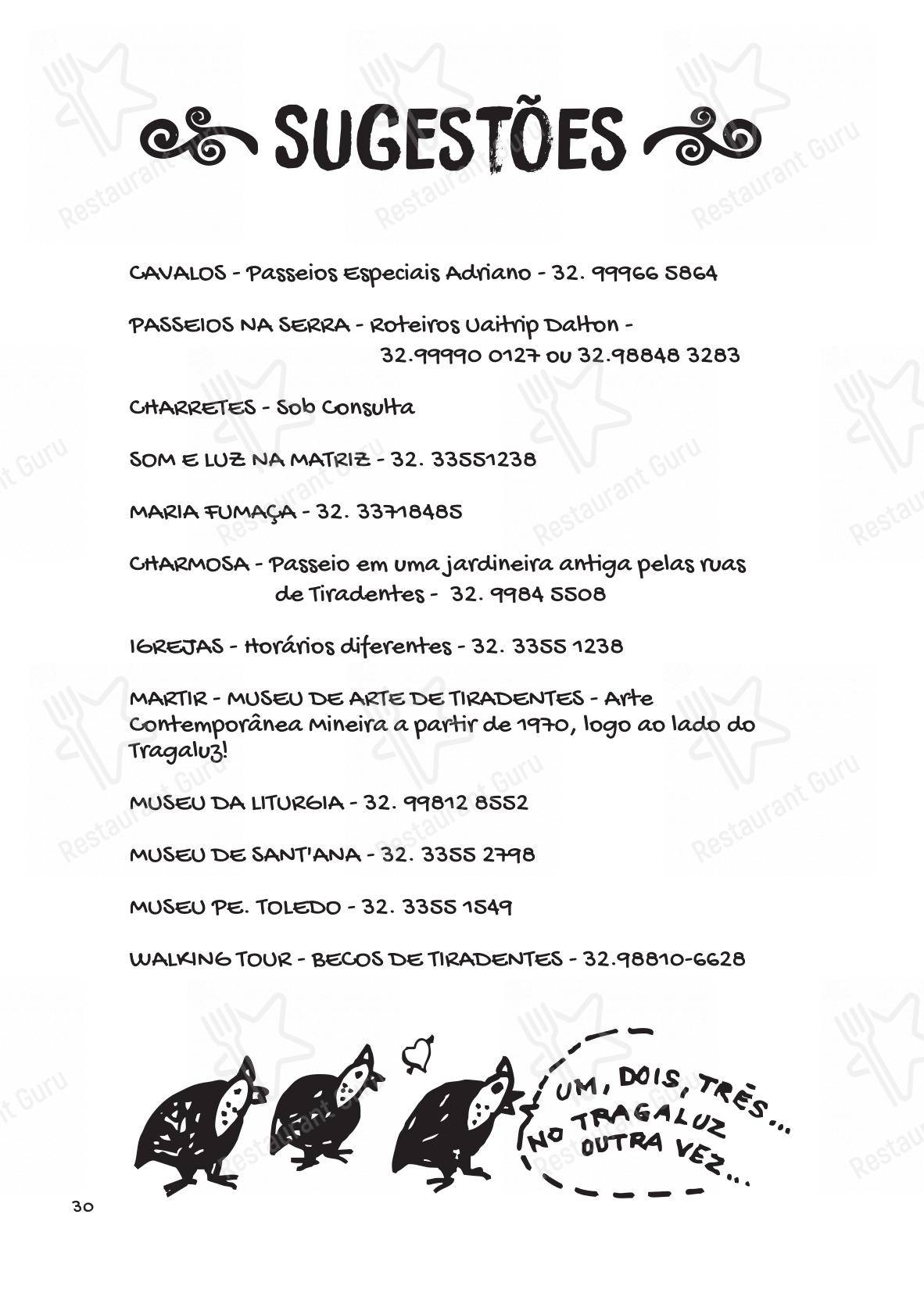 Menu bar para Tragaluz Restaurante Casa restaurante