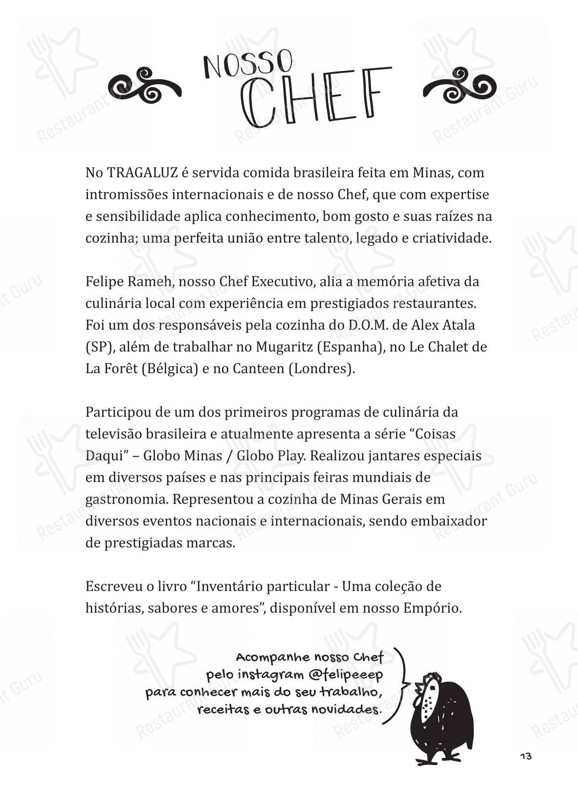 Menu bar para Tragaluz Restaurante Casa em Tiradentes