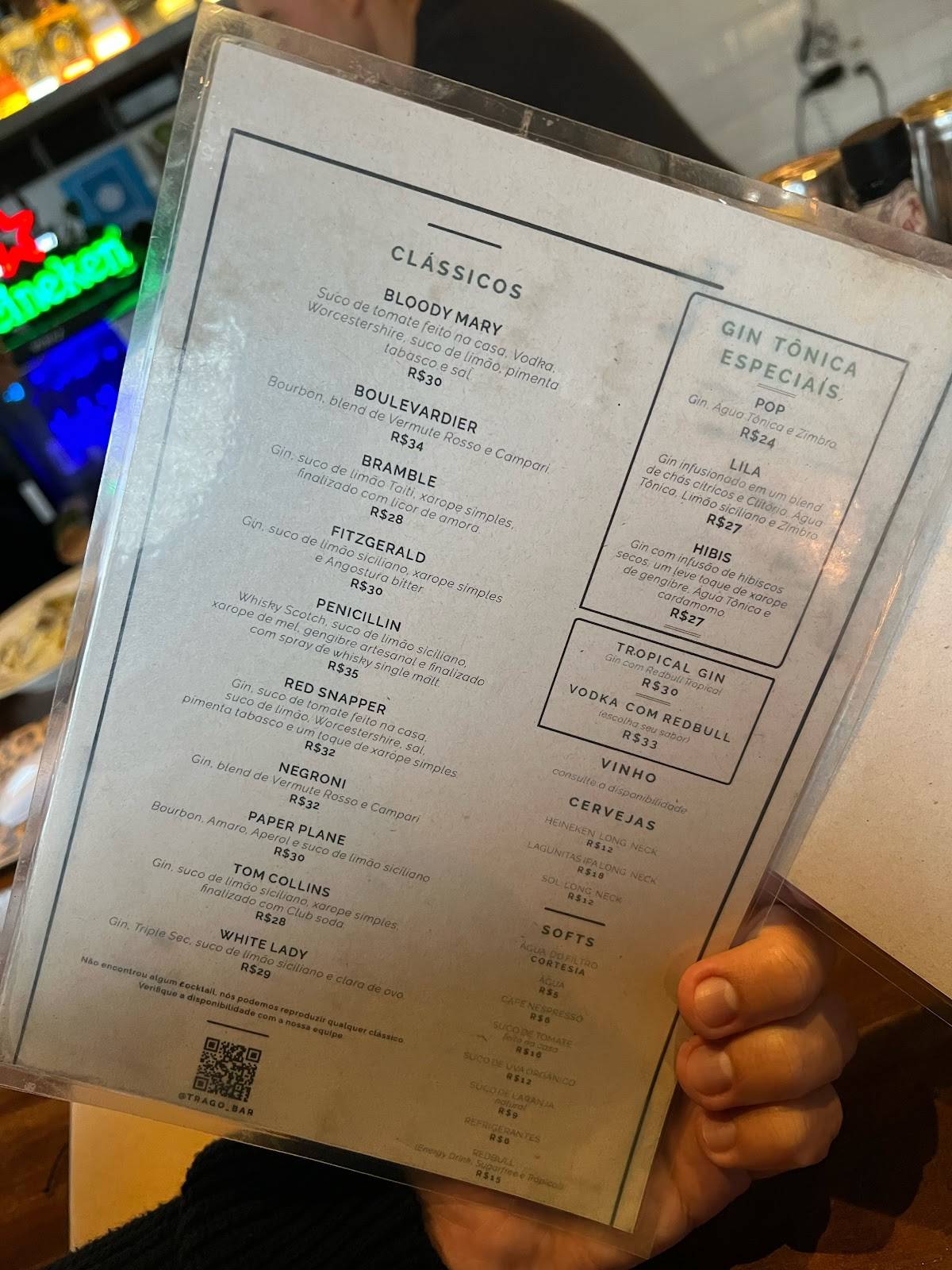 Trago Bar cardápio