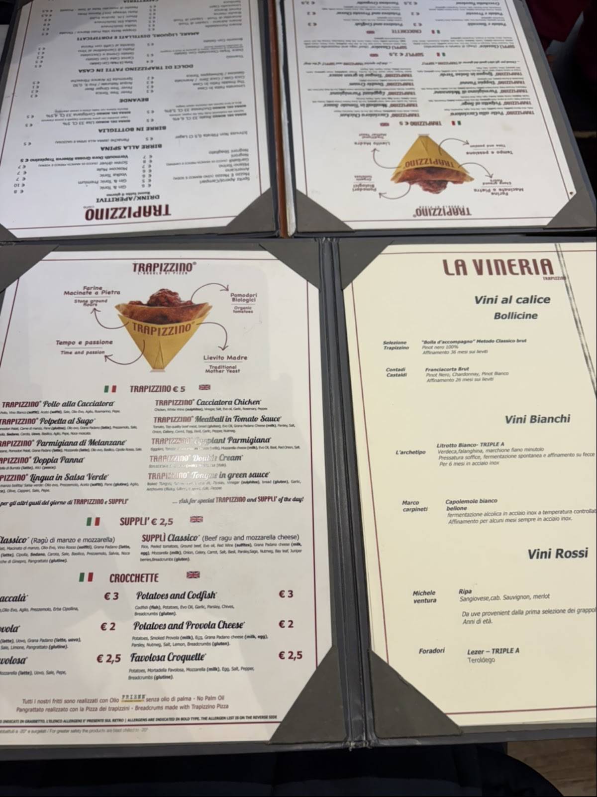 Menu di Trapizzino Trieste 