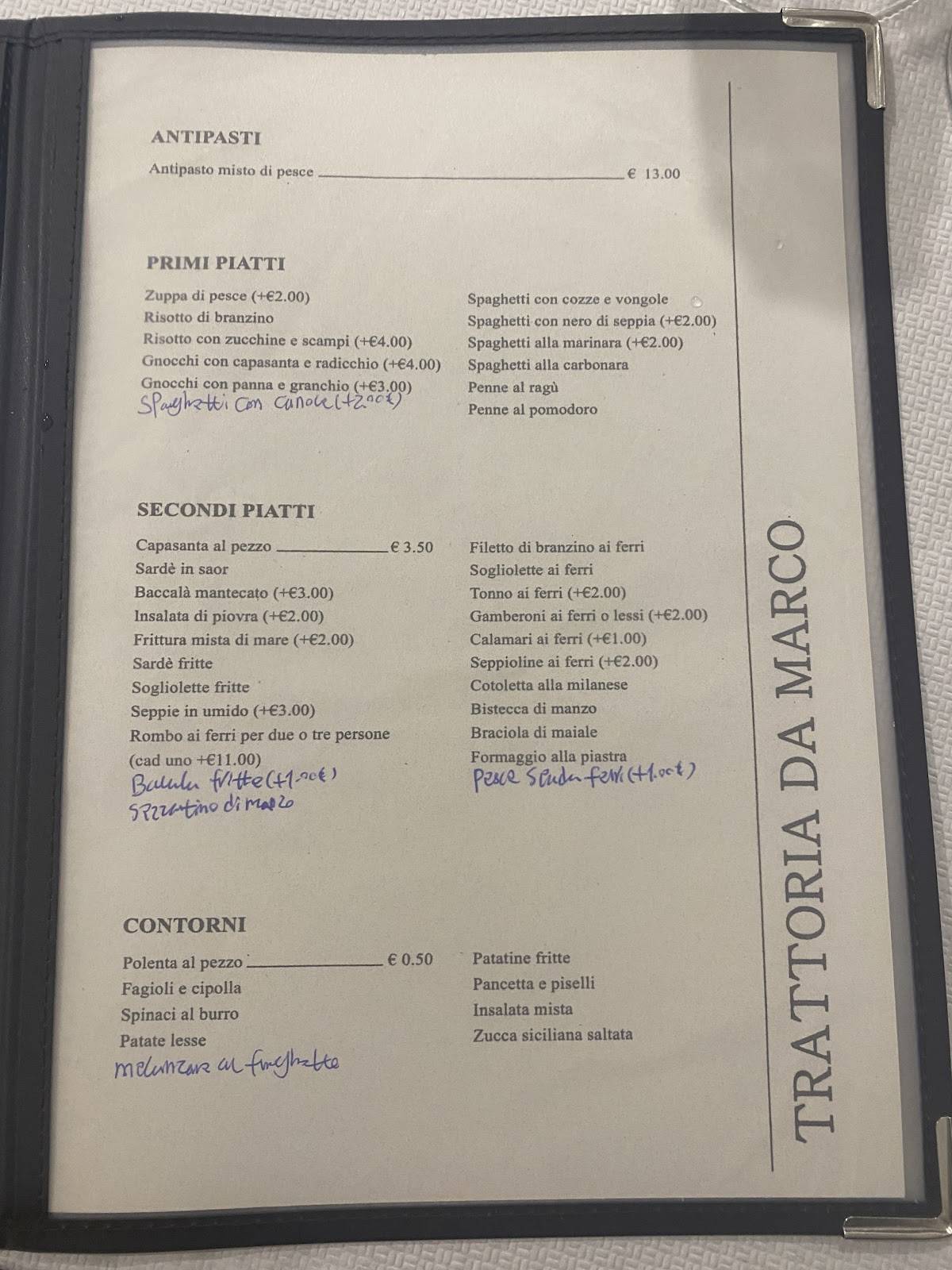 Menu di Trattoria "Da Marco" 