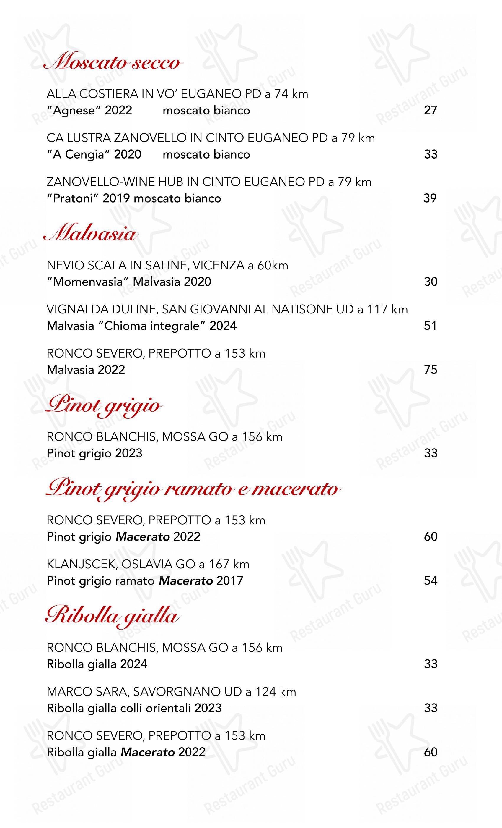 Menu bar per Trattoria Moderna Due Mori in Asolo