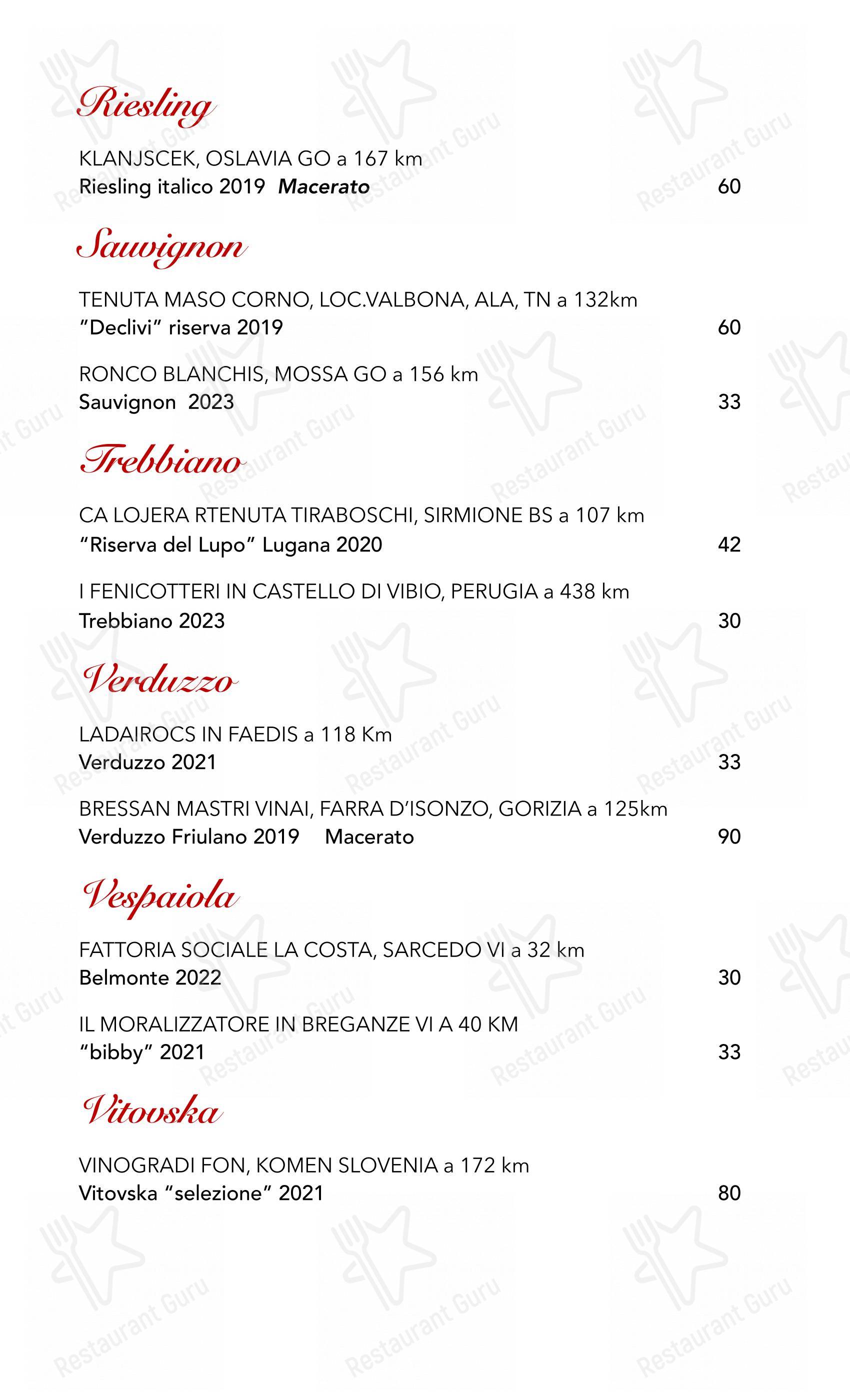 Menu bar per Trattoria Moderna Due Mori ristorante