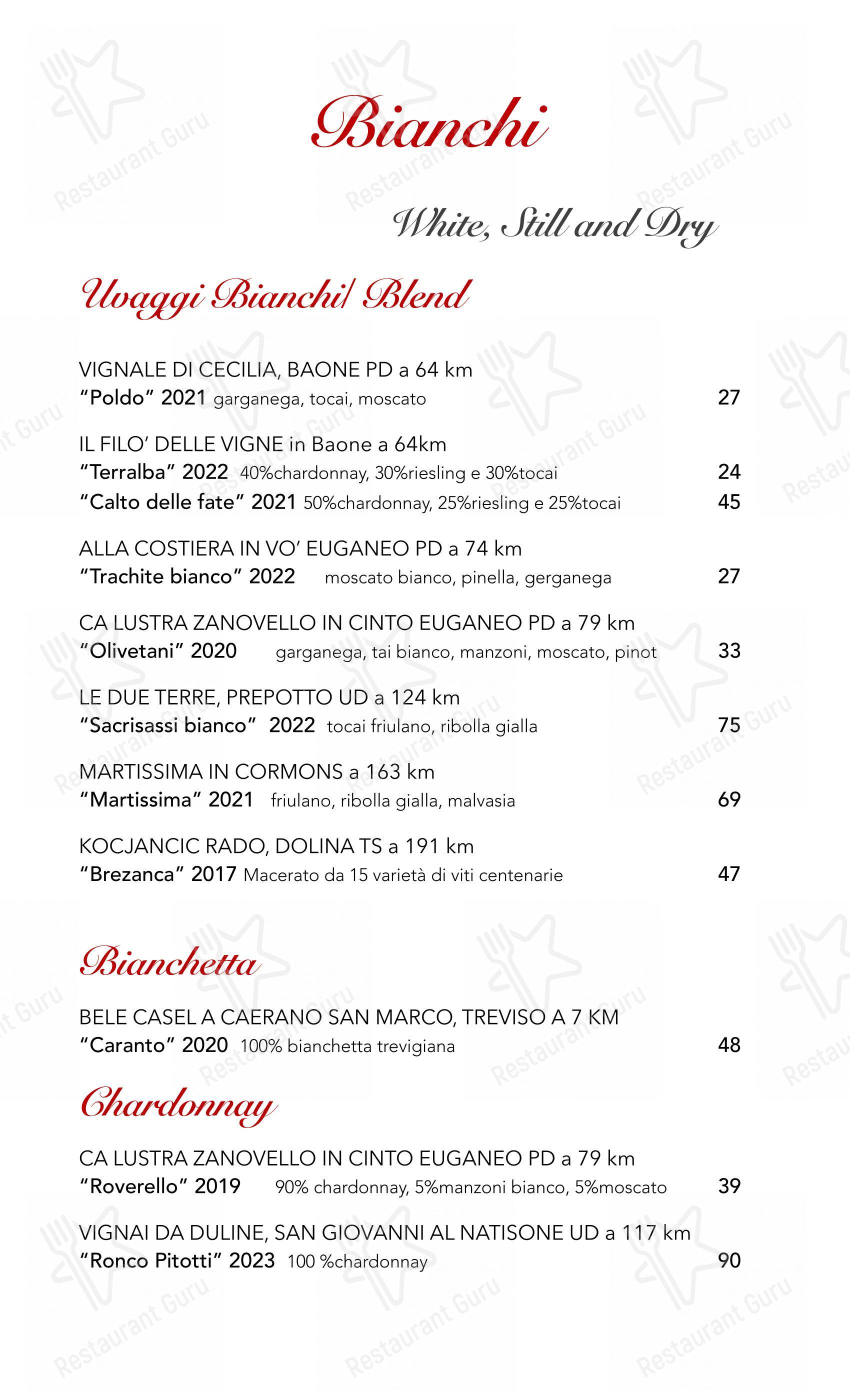 Menu bar per Trattoria Moderna Due Mori in Asolo