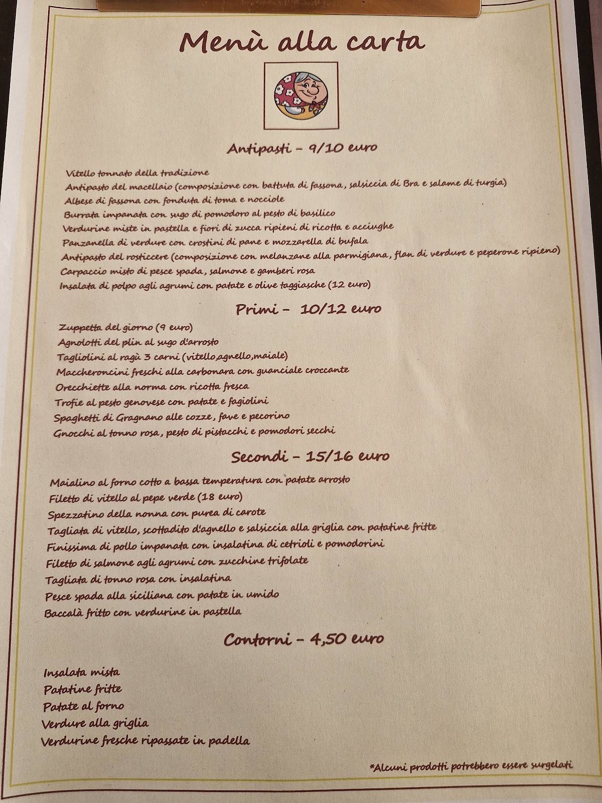 Menu di Trattoria Nonna Angela 