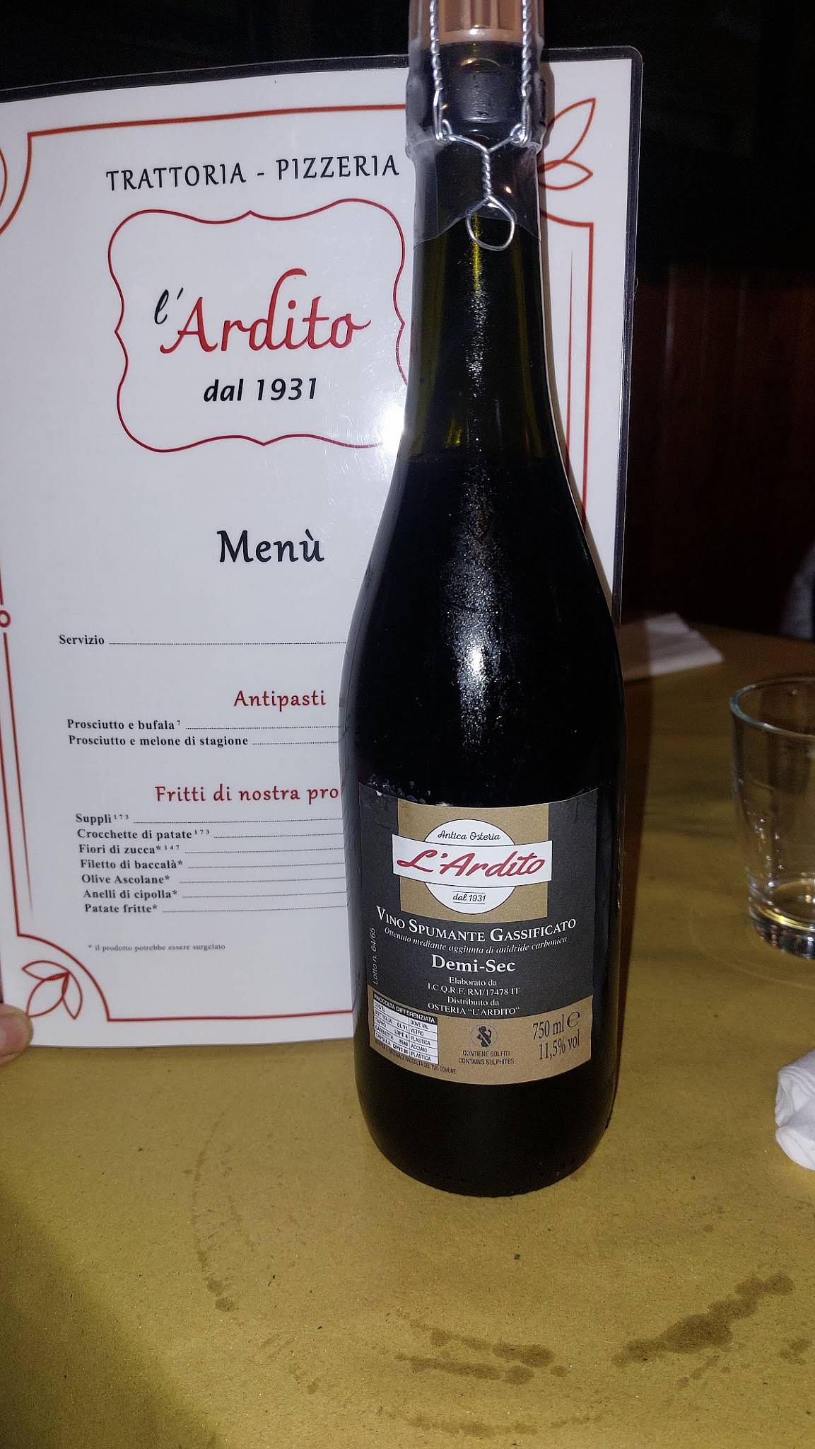 Menu di Trattoria Pizzeria L’Ardito 