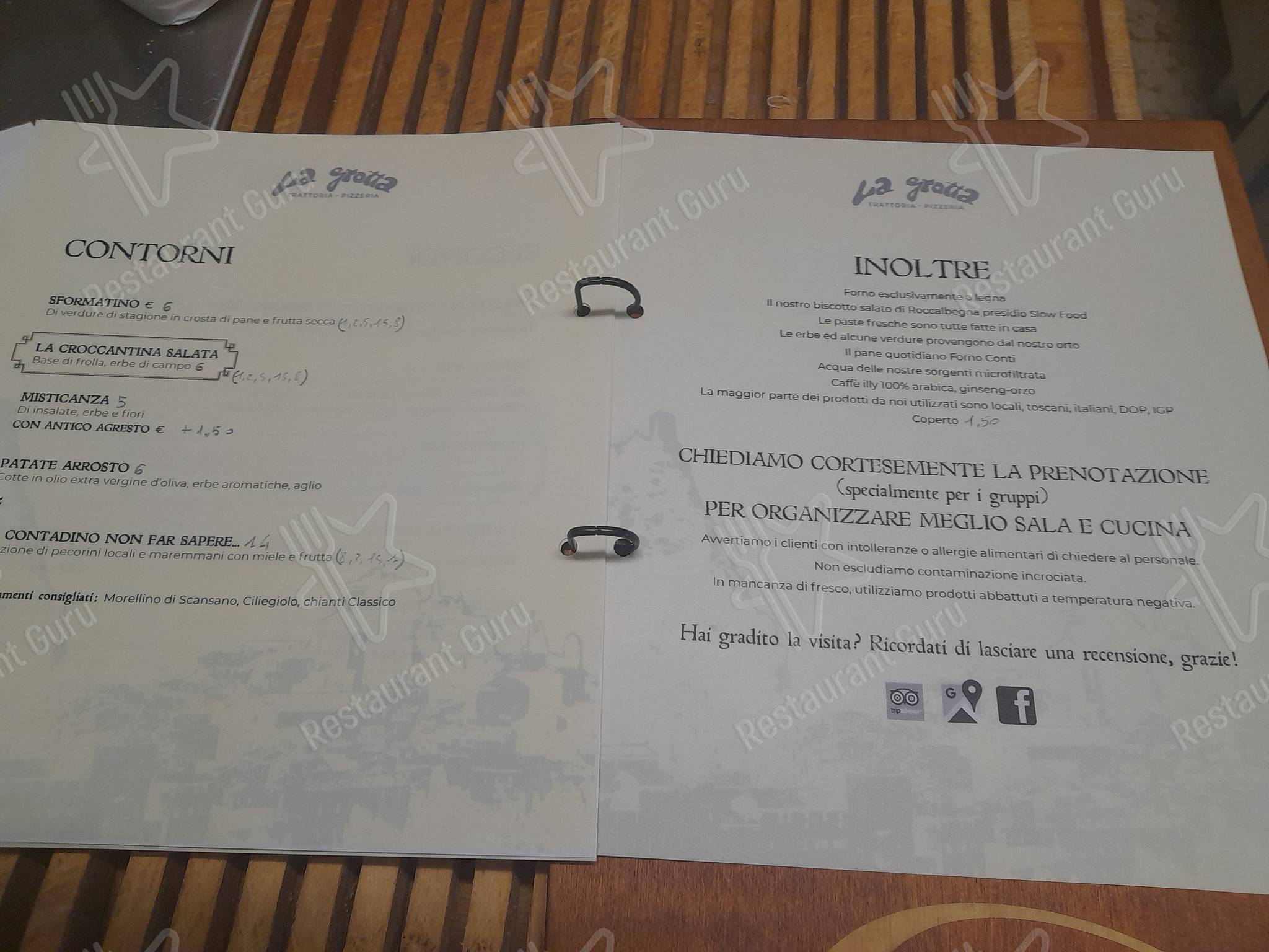 Découvrez le menu pour Trattoria Pizzeria La Grotta Di Lorenzoni Lucia