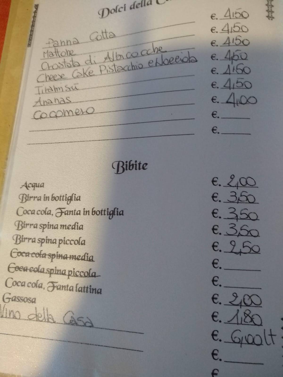 Menu di Trattoria Pizzeria "da Peppone" 