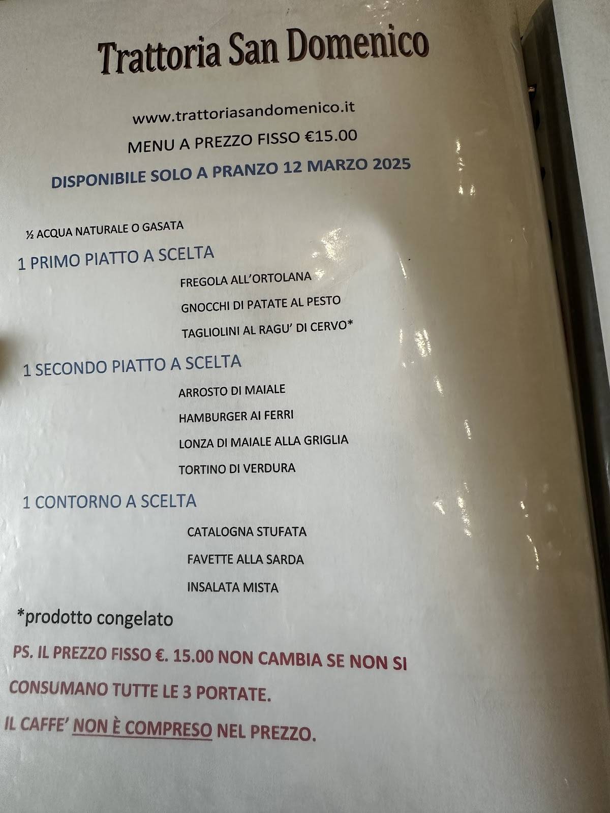 Menu di Trattoria San Domenico 