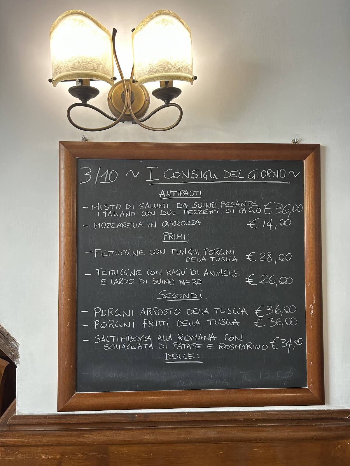 Menu di Trattoria Sora Lella 