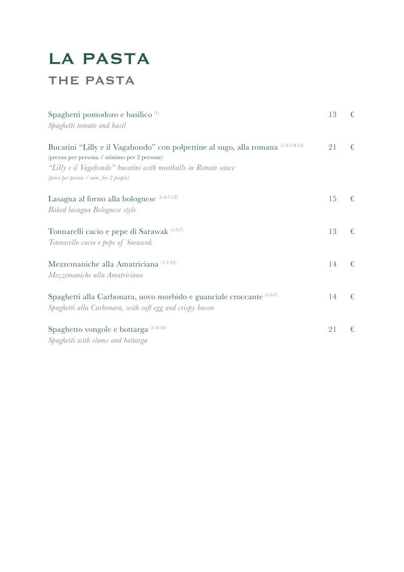 Menu di Trattoria Stendhal Roma 