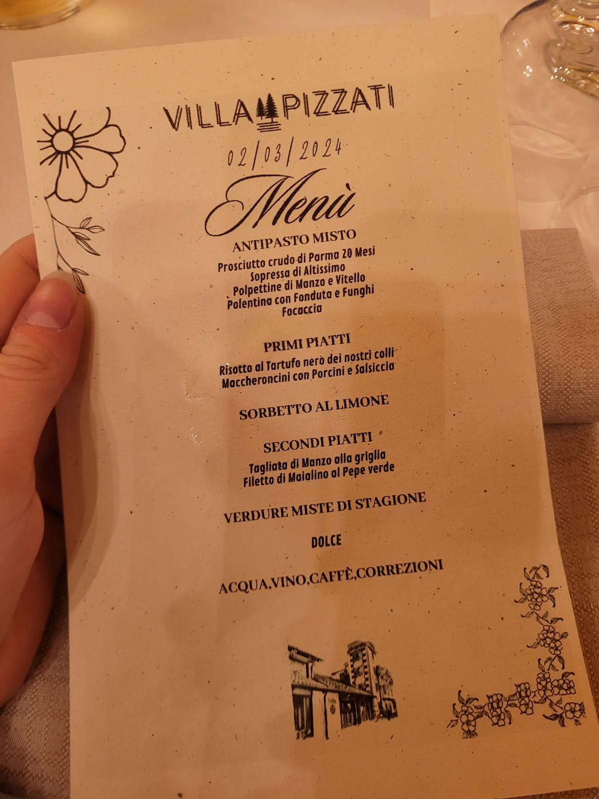 Menu di Trattoria Villa Pizzati 
