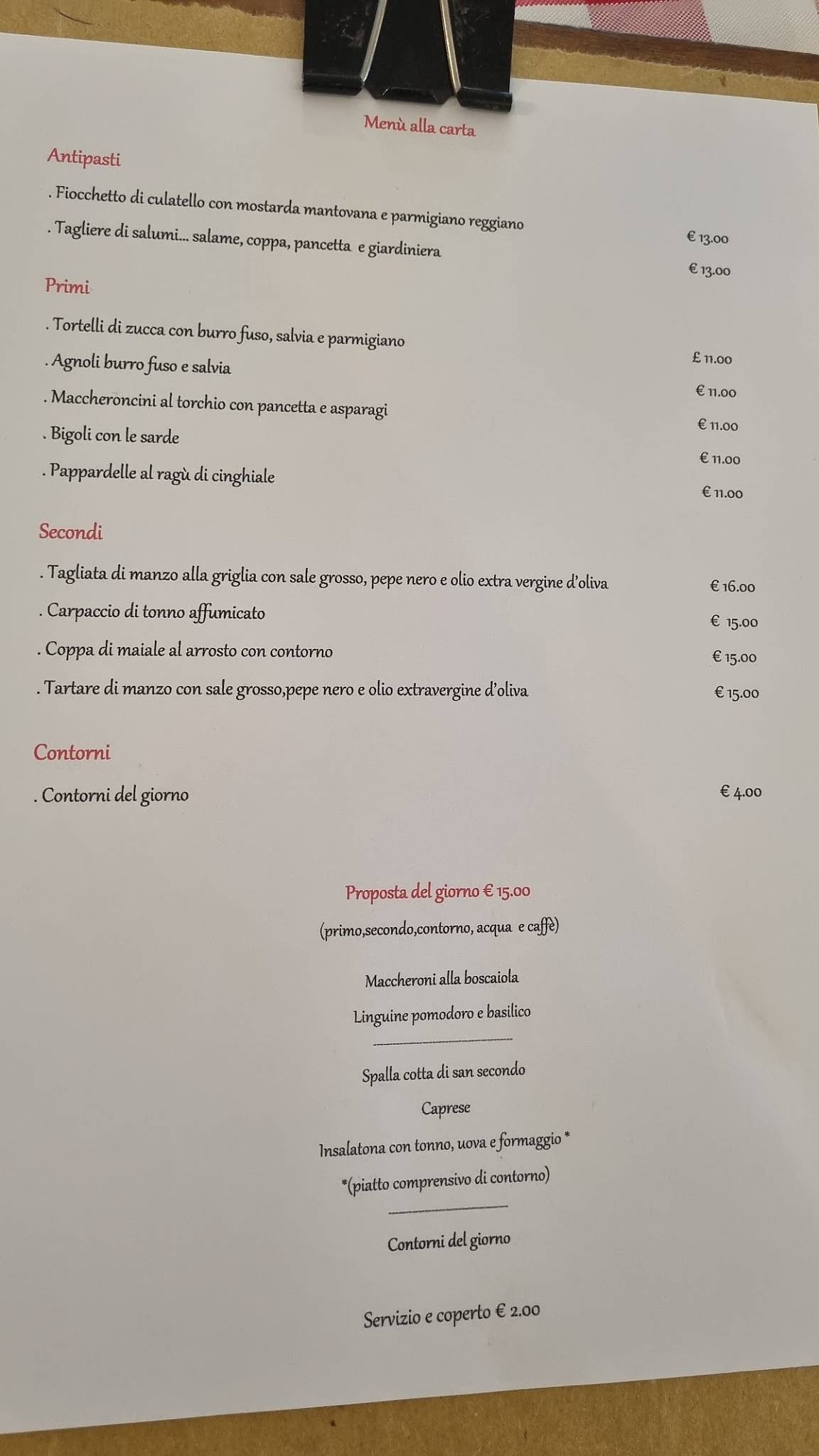 Menu di Trattoria Rondelli dal 1958 Di Marco E Pietro Rondelli Snc 
