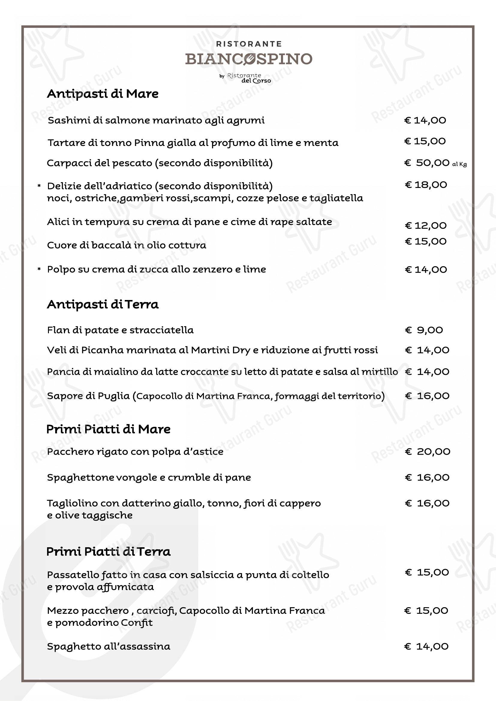 Menu di Trattoria del corso - Menu