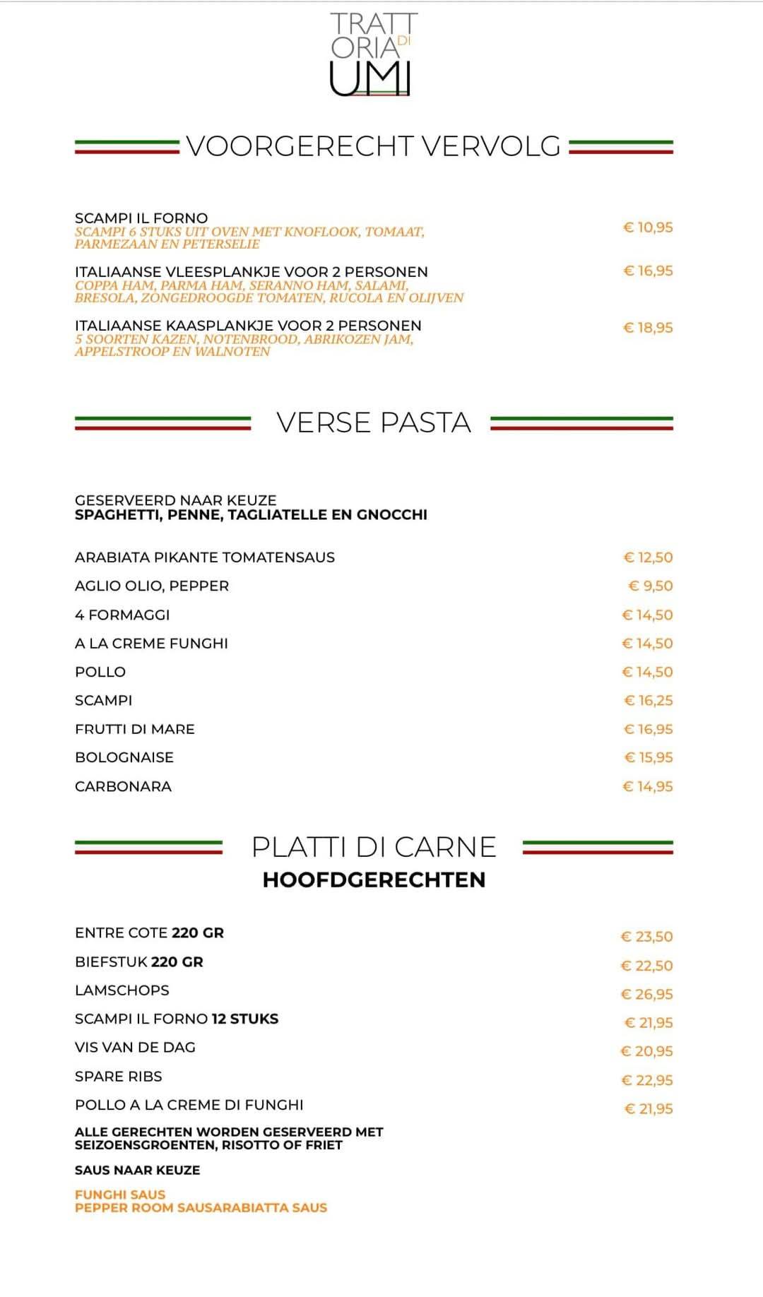 Menu de Trattoria di Umi