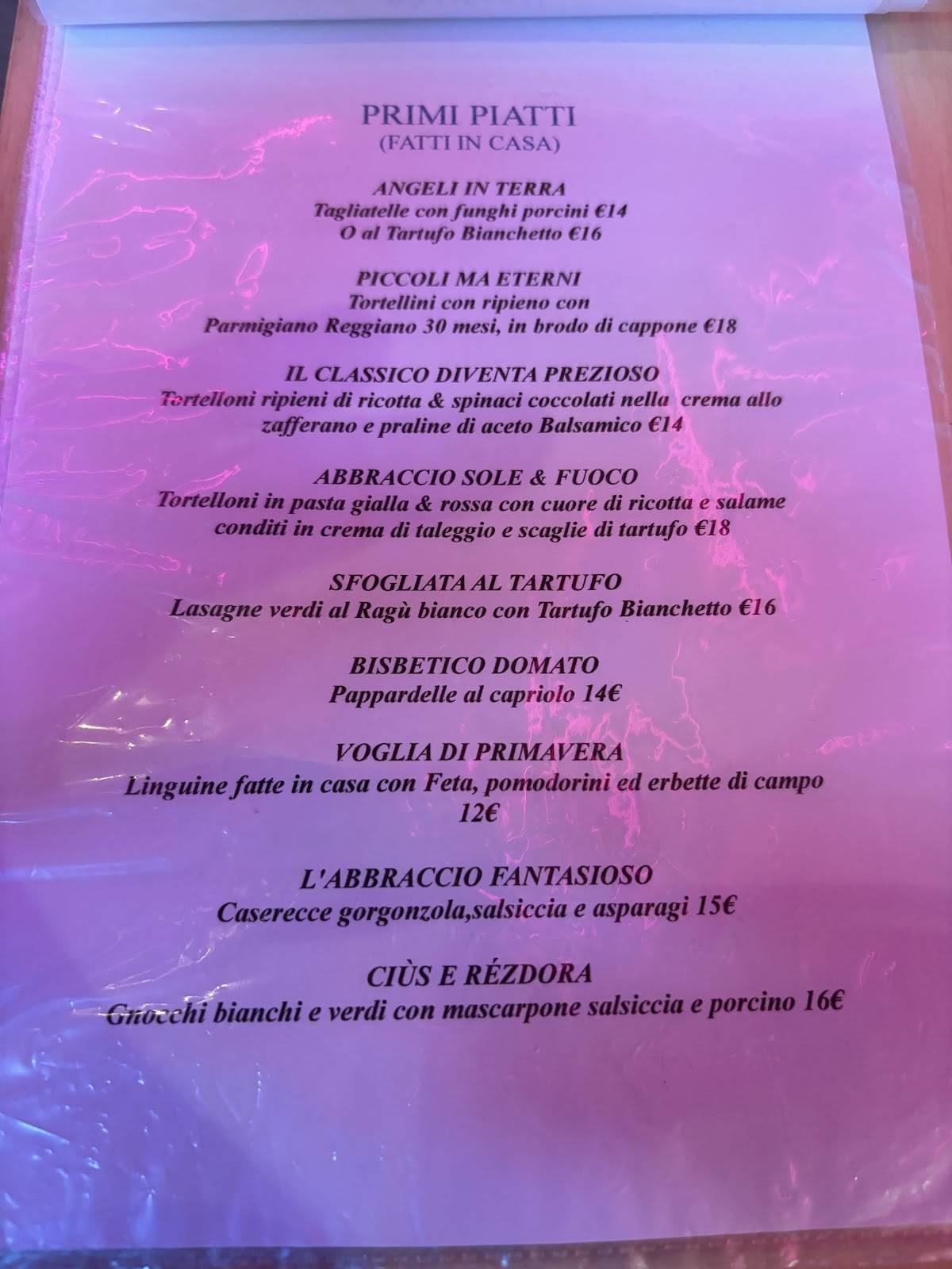 Menu di Trattoria la Ciuséra 