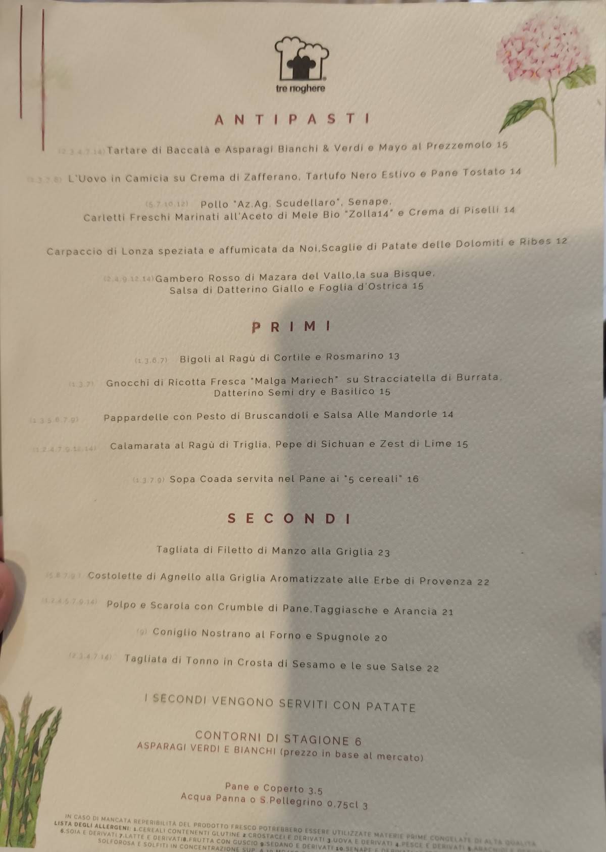 Menu di Tre Noghere 