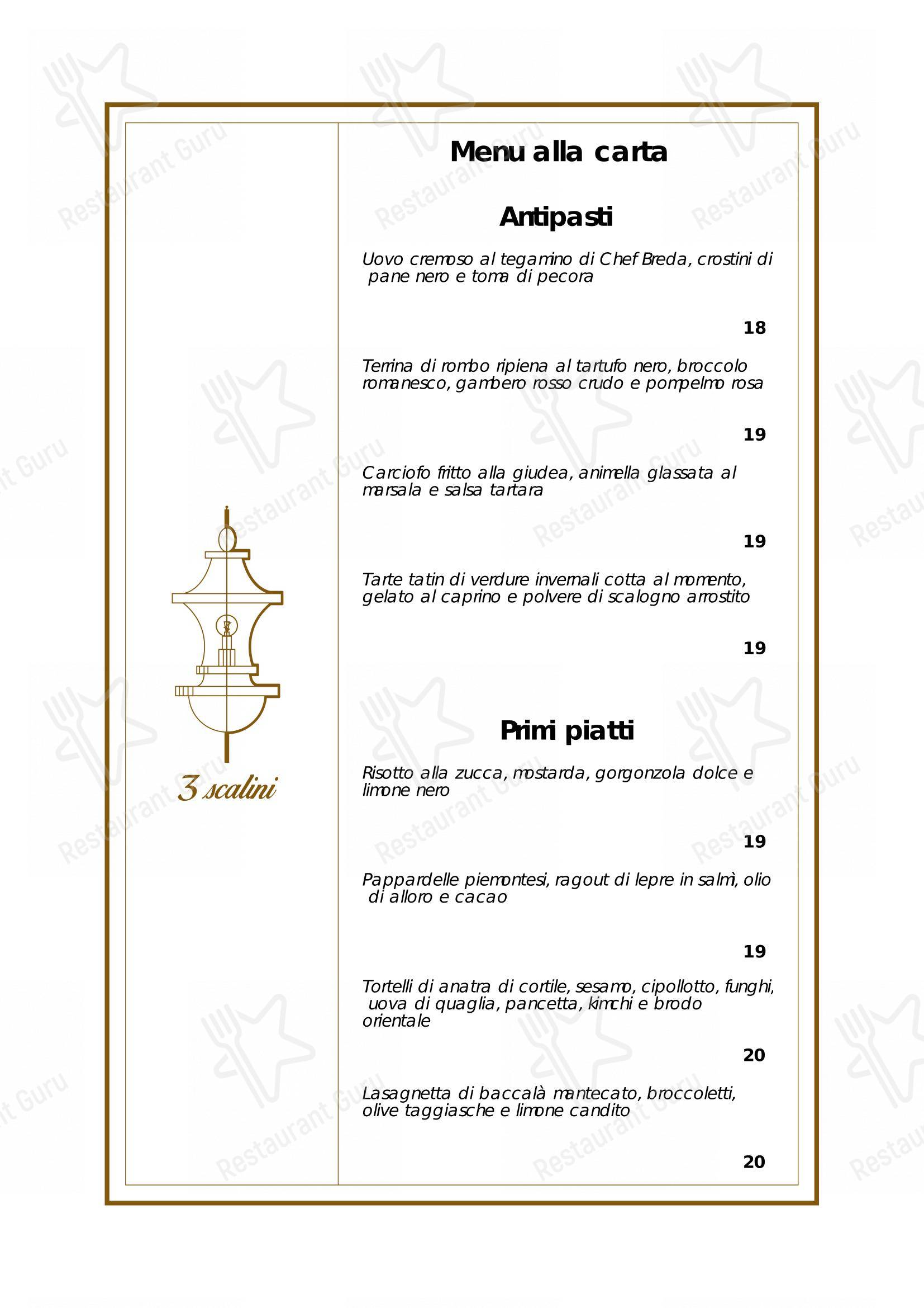 Menu di Tre Scalini ristorante italiano - 菜单