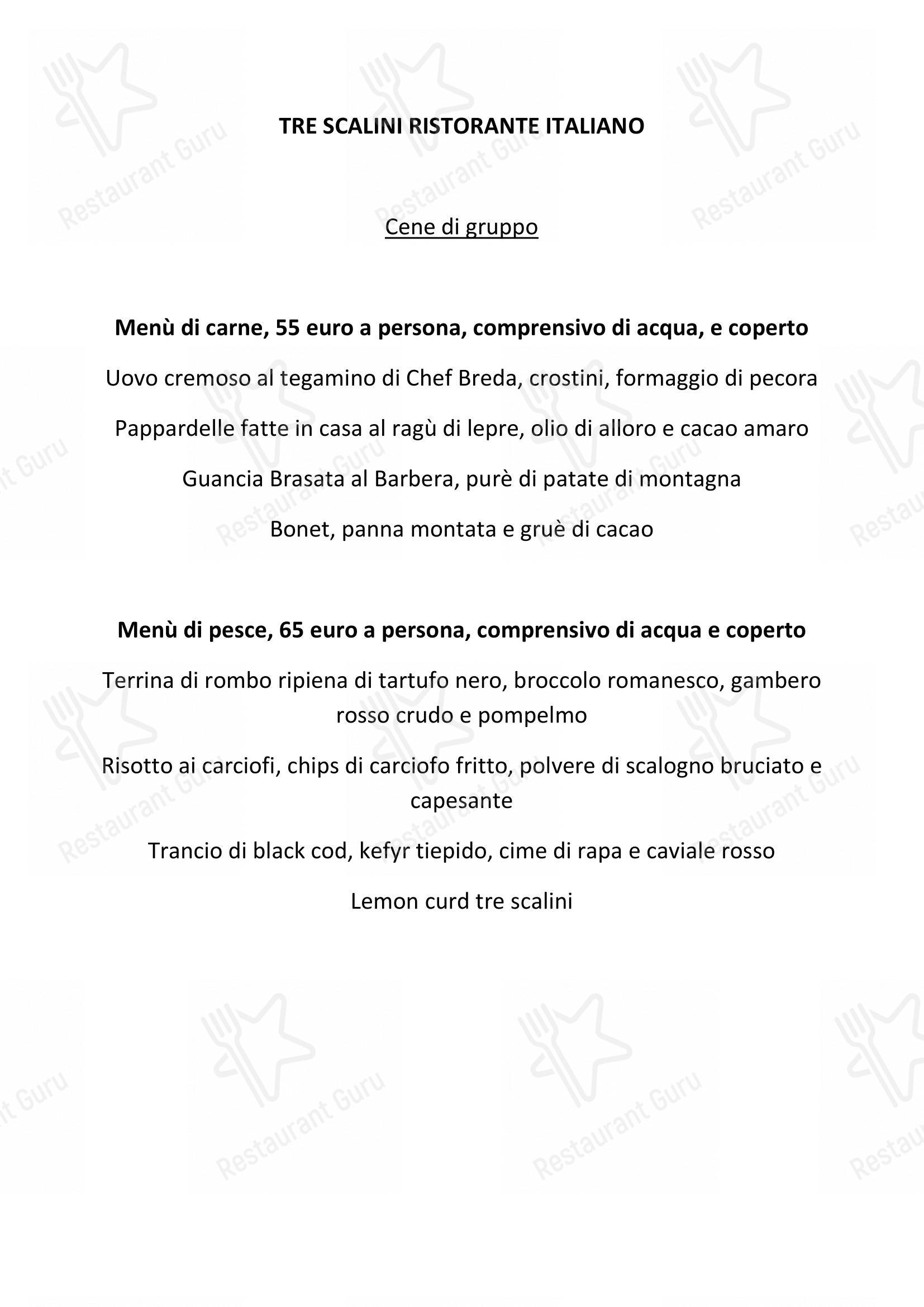 Menu di Tre Scalini ristorante italiano - Крафт меню