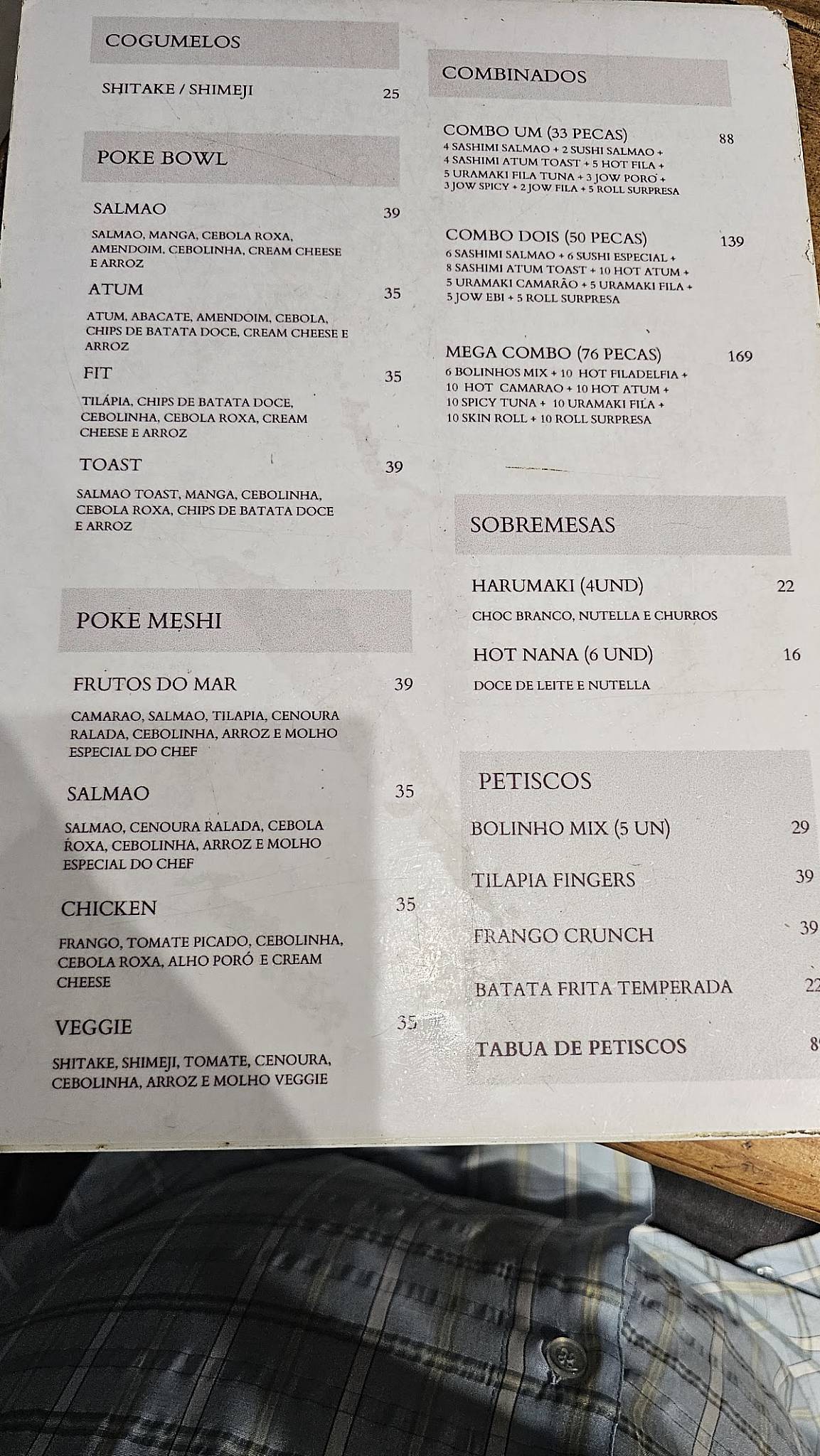 T3 Sushi cardápio