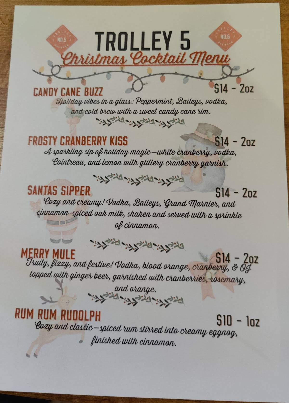 Menu de Trolley 5 Brewpub