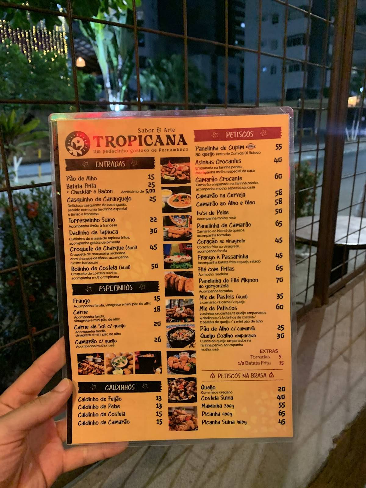 Tropicana Bar e Drinks cardápio
