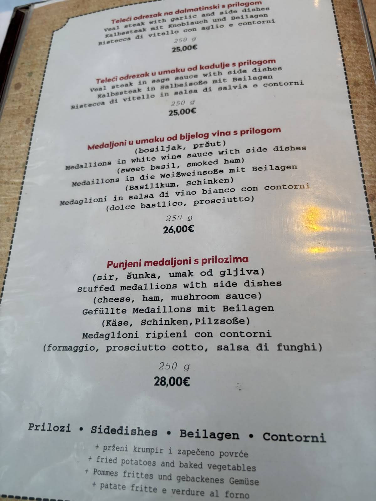 Menu de Konoba Ranč