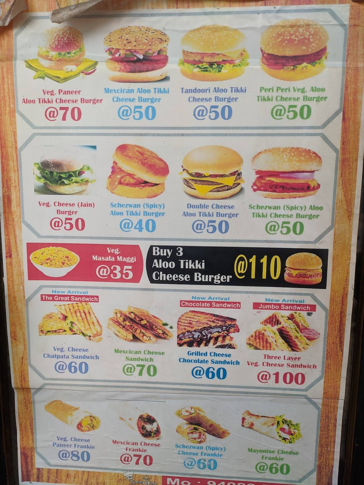 Tummy Time Cafe menu