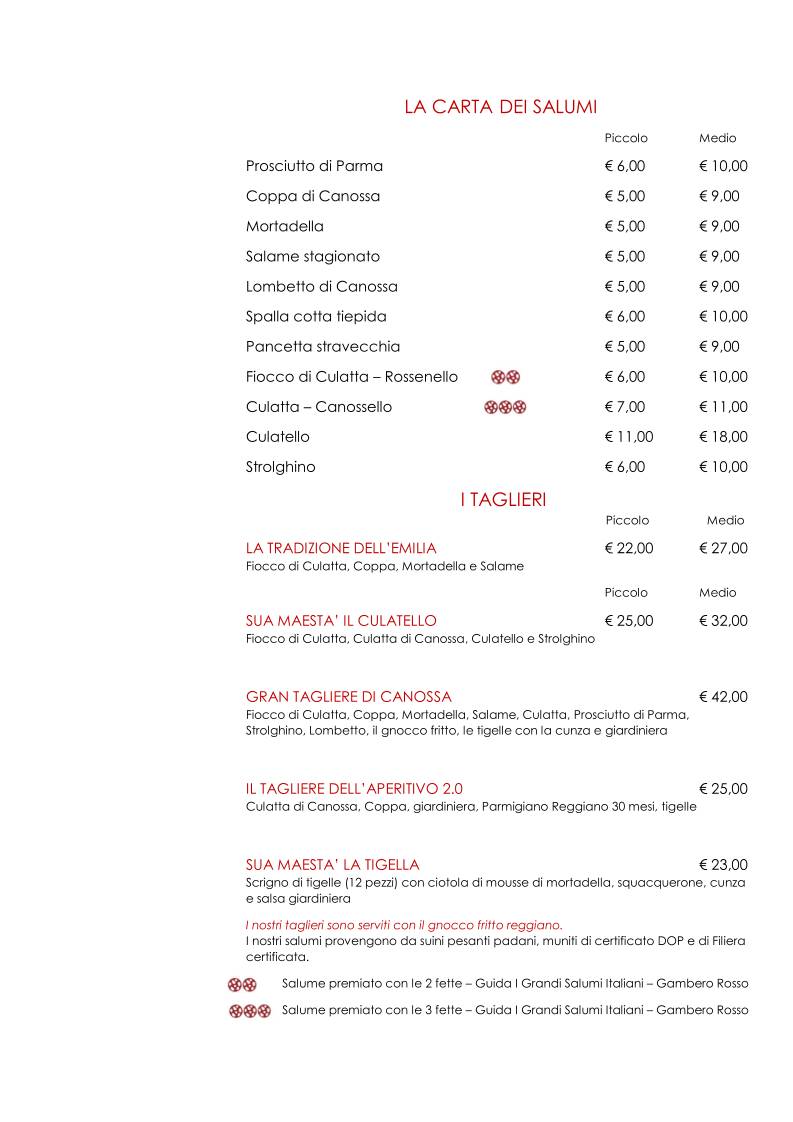Menu di La Ferramenta del Gusto Emiliano 