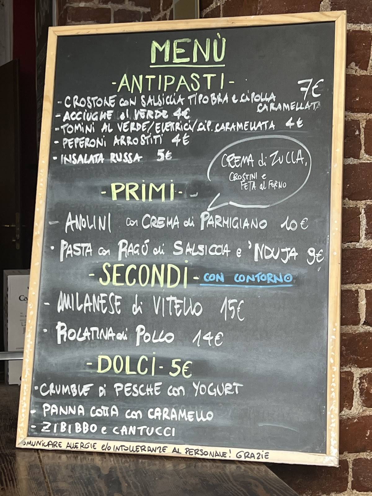 Menu di lo sbarco 