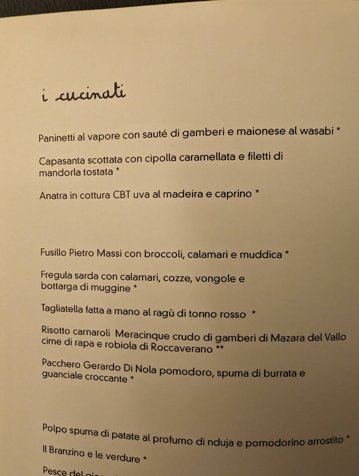 Menu di Oinos Ristorante