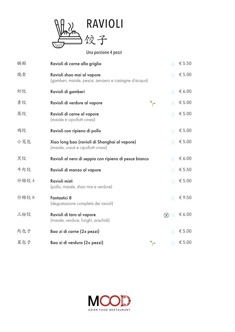 Menu di Ristorante Mood 
