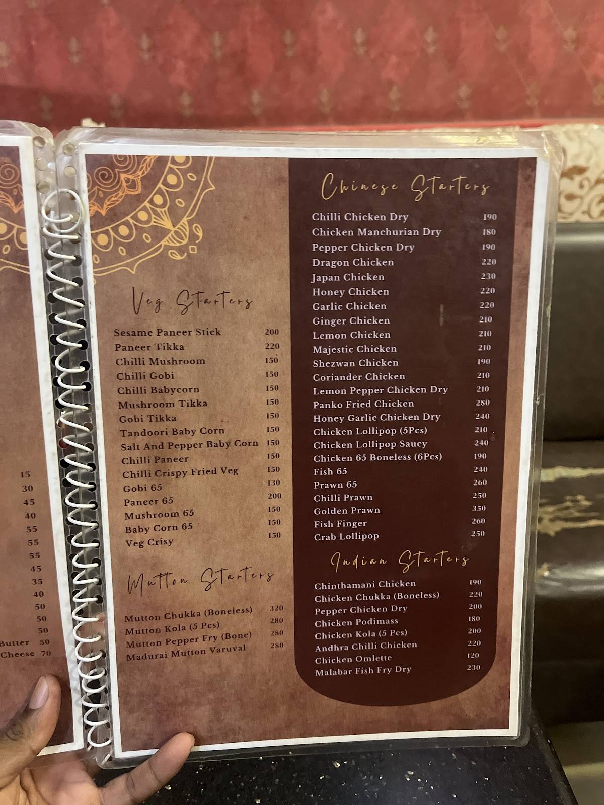 Turkey Kebab menu