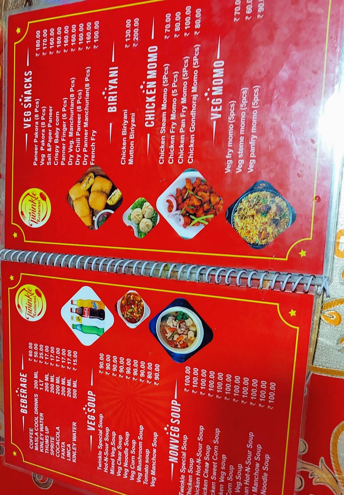 Twinkle Restaurant menu