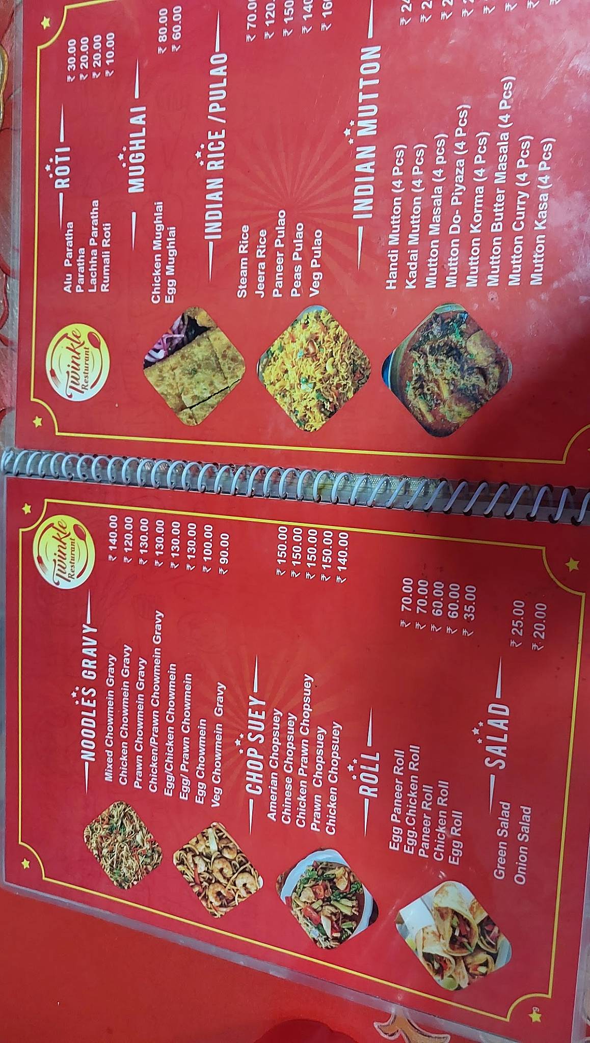 Twinkle Restaurant menu