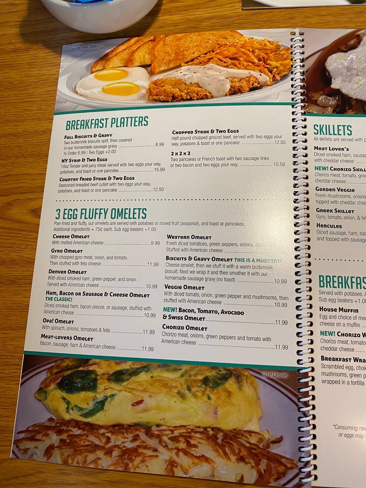 Menu at Two Sisters Restaurant, Milan