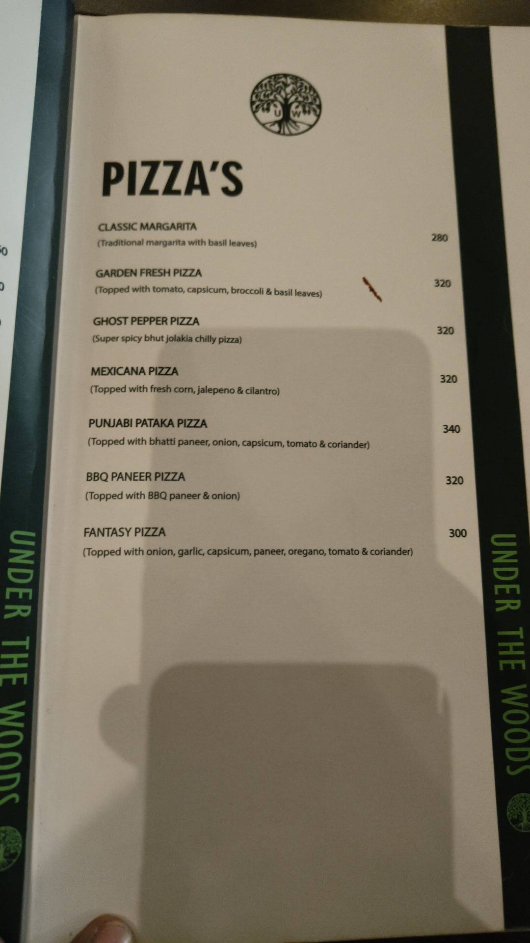 UNDER THE WOODS menu