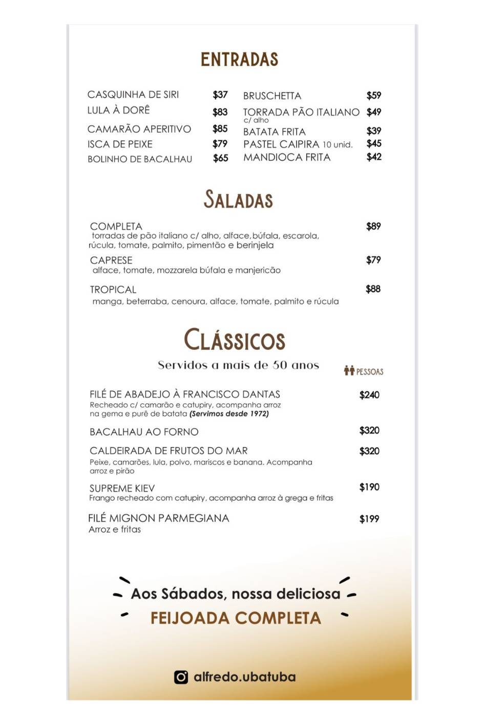 Restaurante e pizzaria Alfredo cardápio